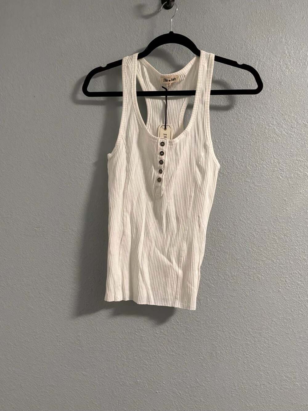 Ellie + Kate Tank Top Size S White Ribbed Henley